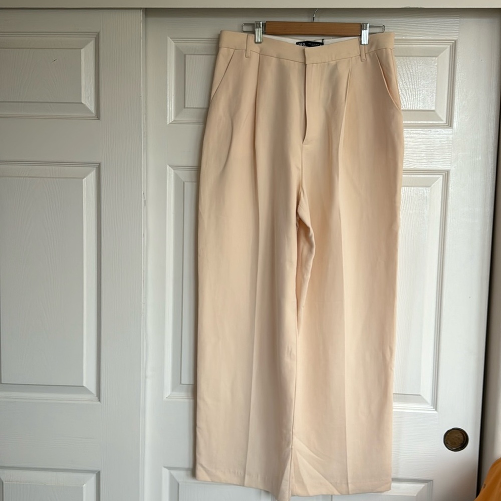 Zara Beige Wide-Leg Trousers